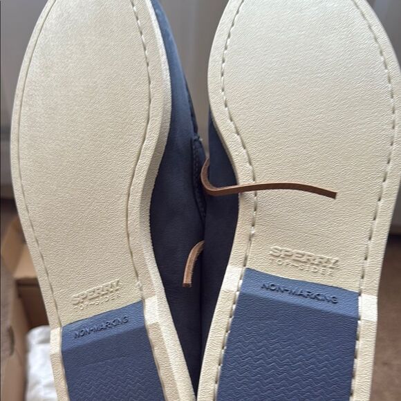 Speedy Top-Sider Mens Marine Suede Navy Boat Shoes with Tan Accents new - Picture 5 of 8